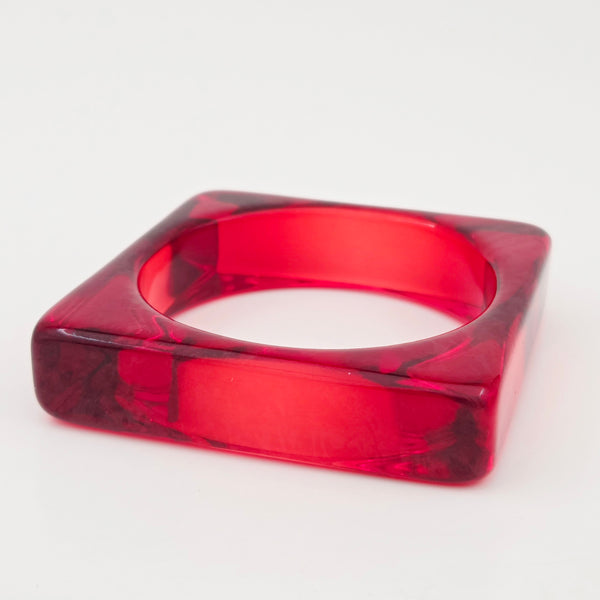 shiny square translucent bright red bangle