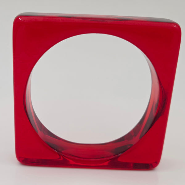 shiny square translucent bright red bangle