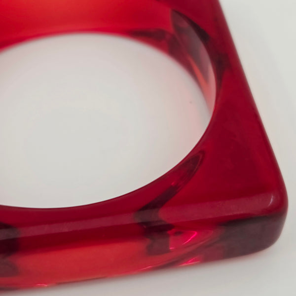 shiny square translucent bright red bangle