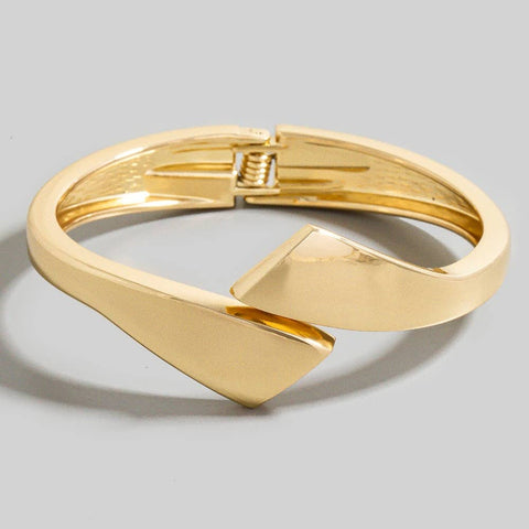asymmetrical gold metal hinge closure bangle
