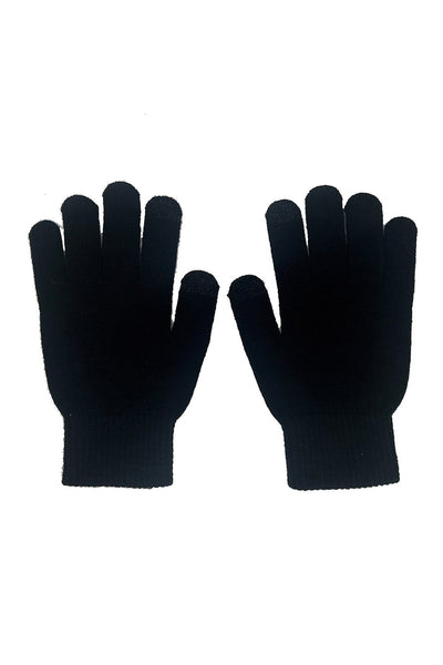 pair black and glow-in-the-dark white printed skeleton hand with cobweb gloves. Shown flat from back to display unprinted side