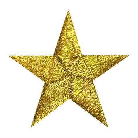 Five point gold star embroidered patch