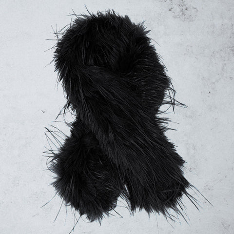 faux fur rectangular scarf in black