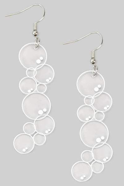 transparent acrylic bubbles dangle earring with white details