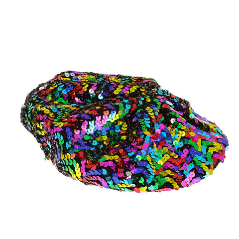 multicolor sequin beret shown flat