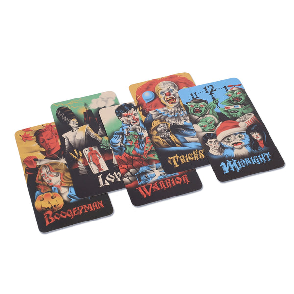five overlapping oracle cards shown on white background