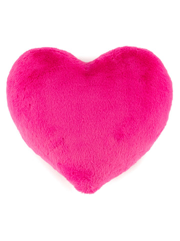 hot pink faux fur heart shaped pillow