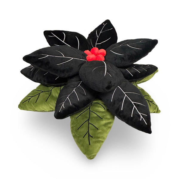 Black Poinsettia Pillow