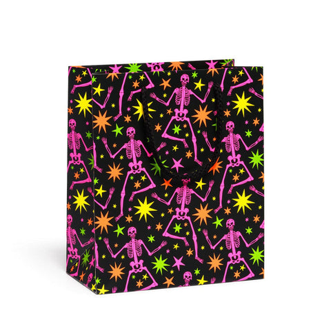 Black bag with multi neon color skeleton and star pattern