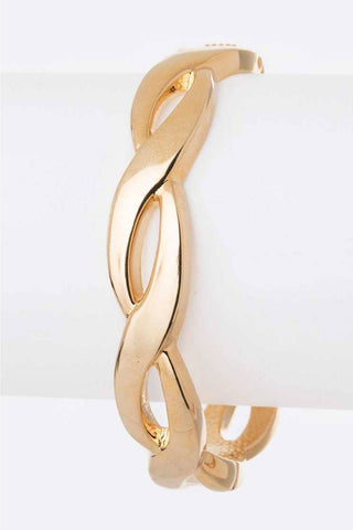 twisted design 1/2" wide gold metal hinge bangle
