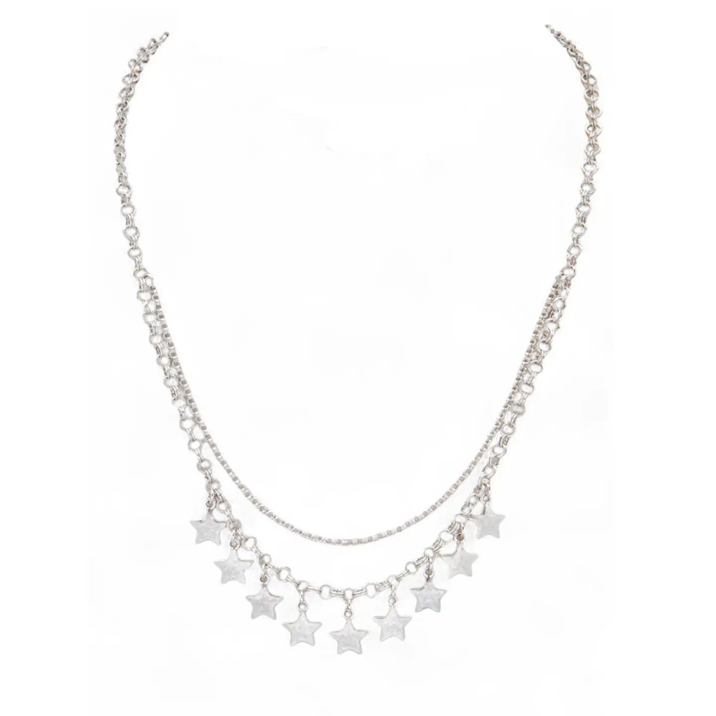 Silver Star Layered Link Chain Necklace | Naked City Clothing