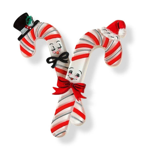 Candy Cane Couple Brooch by 50's Vintage Dame x Lipstick & Chrome