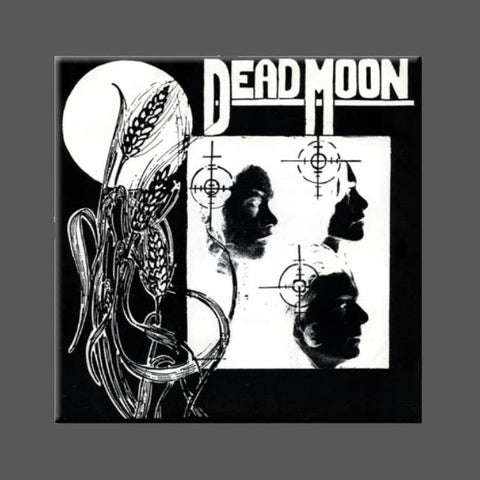 Square magnet with black and white cover art for Dead Moon 7" for "DOA"