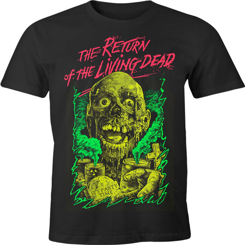 screenprinted unisex black t-shirt with a glow-in-the-dark illustration of Tarman from The Return of the Living Dead