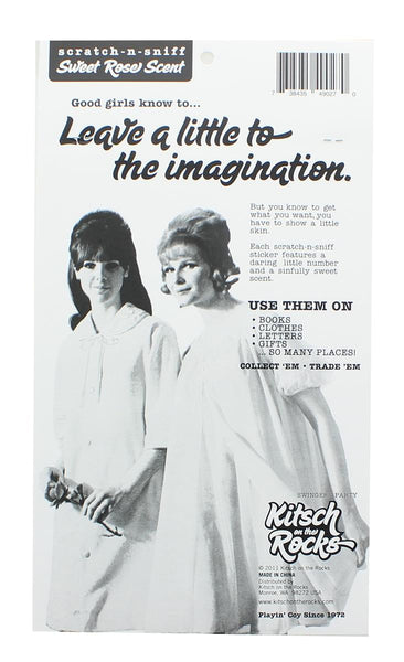 Back of sticker set packaging with vintage photograph of two women