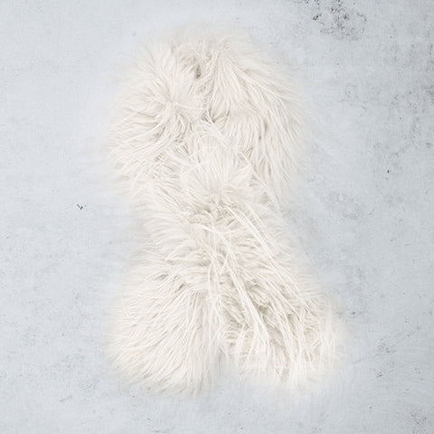 faux fur rectangular scarf in off-white