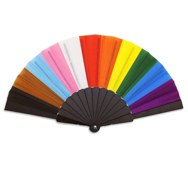 progress pride colored rainbow folding fan shown flat
