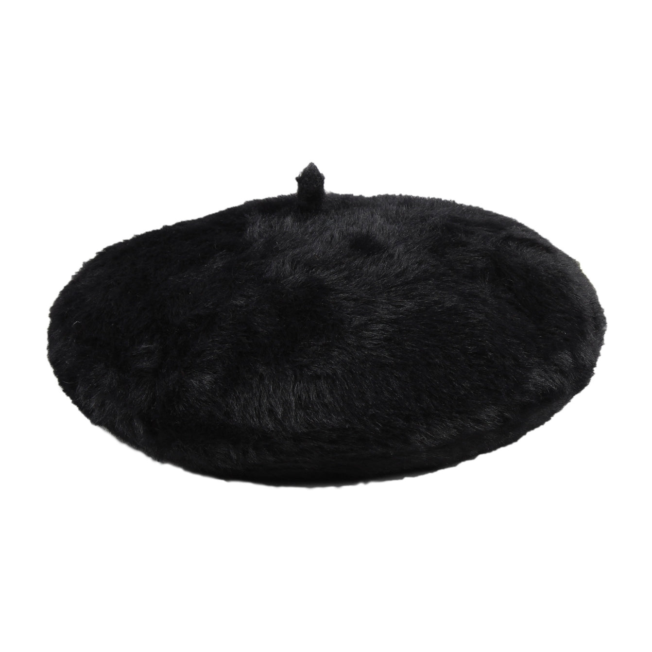 black faux fur beret