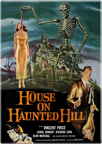 magnet with art from the poster for the classic 1959 Vincent Price horror movie House on Haunted Hill