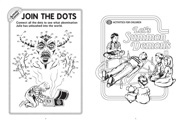 Let's Summon Demons: A Creepy Coloring & Activity Book "Join The Dots" and "Let's Summon Demons" pages