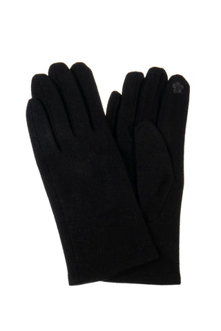 pair vintage-style ponte knit gloves in black with pointer finger and thumb texting capabilities