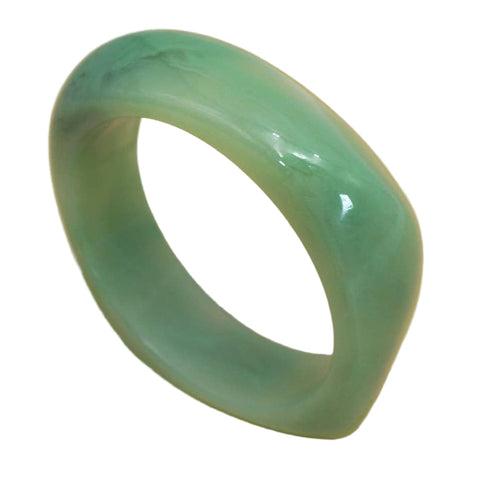 rounded square resin bangle in jade green with darker green marbling