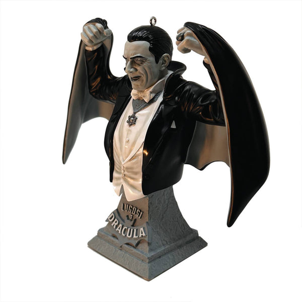 Bela Lugosi as Dracula resin silver screen hand painted ornament, shown from front