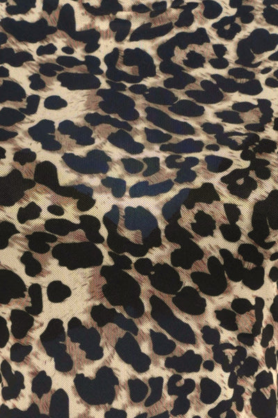 close up of leopard print mesh fabric