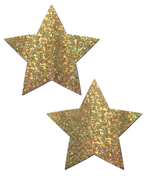 glittery gold star shaped pasties