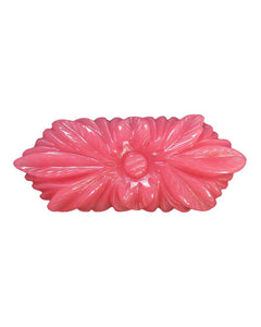 candy pink polyresin 2" x 1" hexagon shaped floral hair accessory on 1 1/4" pinch-release barrette