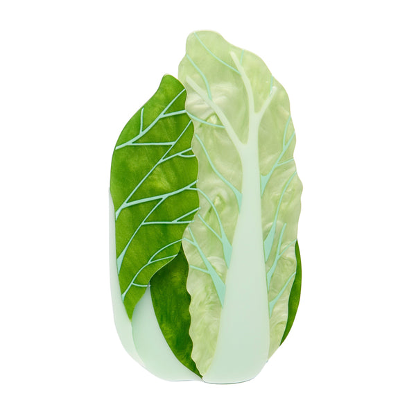 head of green napa cabbage layered acrylic resin brooch