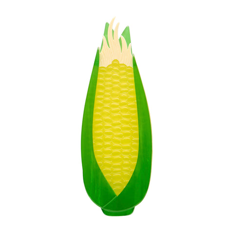 yellow and green corn on the cob layered acrylic resin brooch