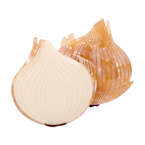 pair of white onions layered acrylic resin brooch