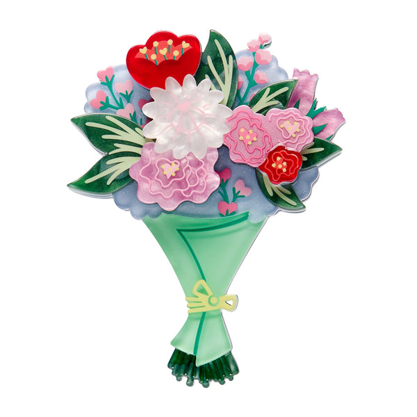 layered acrylic resin floral bouquet brooch