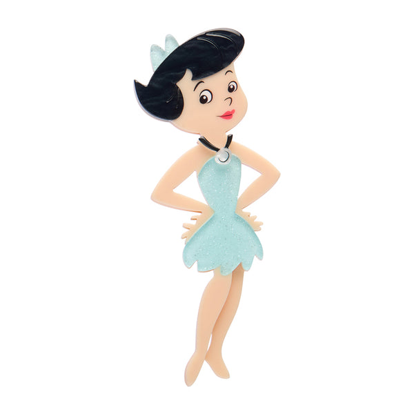 Flintstones cartoon character "Betty Rubble" layered acrylic resin brooch