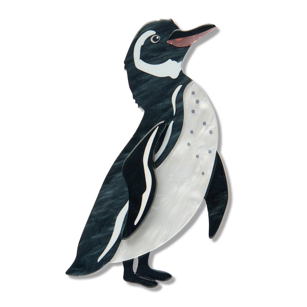 black and white acrylic resin penguin brooch