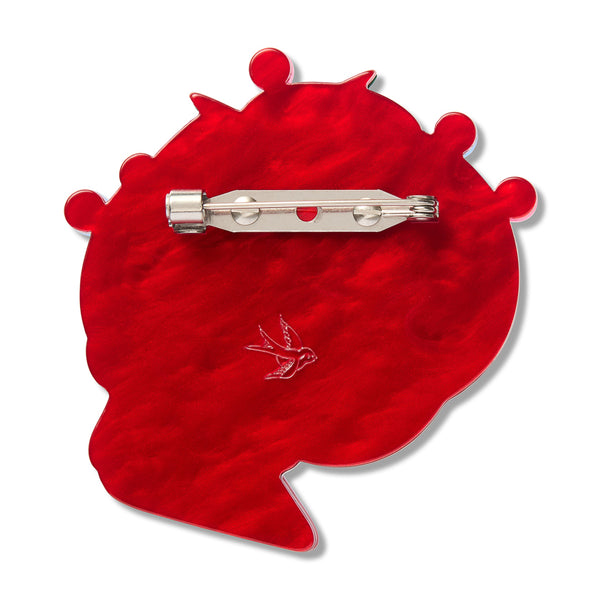 red back layer of red tomato-shaped pin cushion acrylic resin brooch