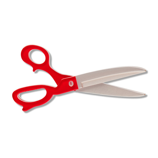 red and metallic silver acrylic resin scissors shaped brooch