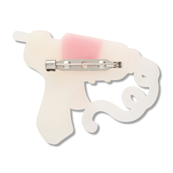 white back layer of acrylic resin hot glue gun shaped brooch