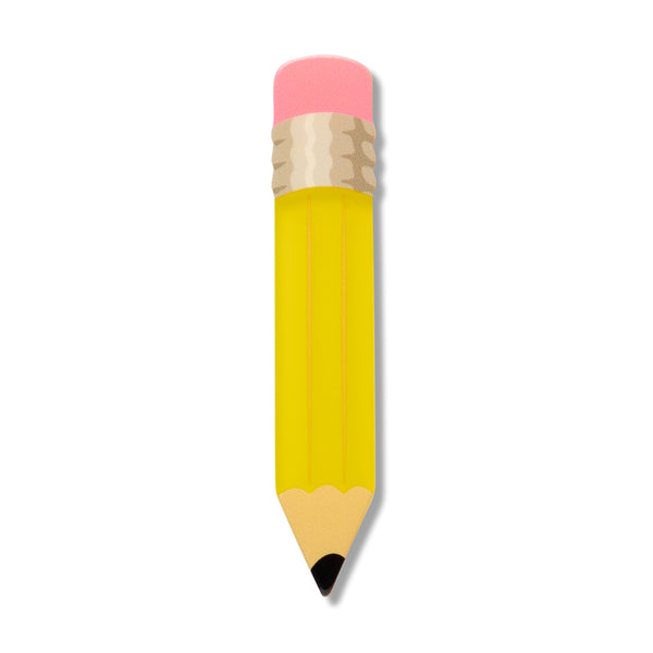 yellow and pink pencil-shaped acrylic resin brooch