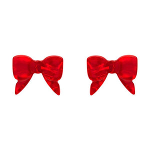 pair Essentials Collection bow shaped post earrings in bright red ripple texture 100% Acrylic resin