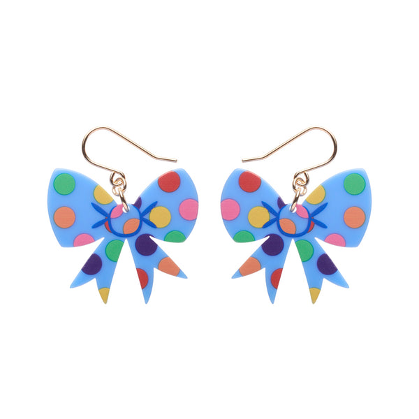 Essentials Polka Dot Bow Dangle Earrings - Blue
