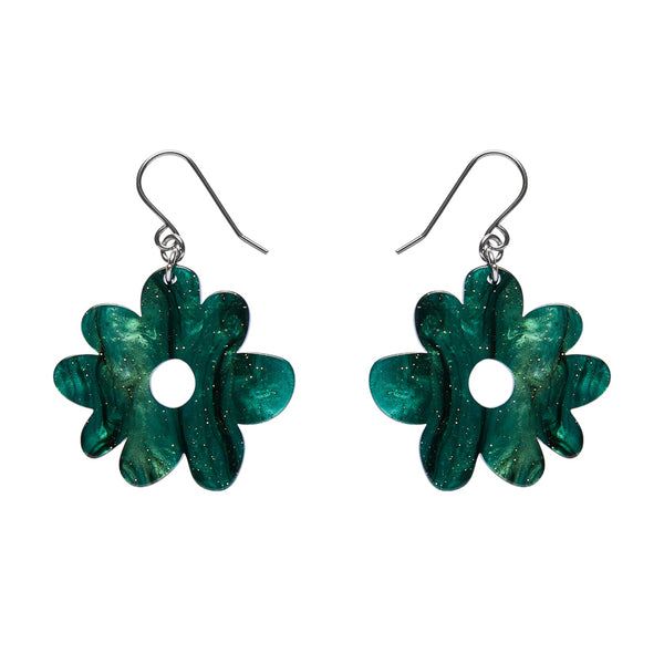 Essentials Flower Dangle Earrings - Green