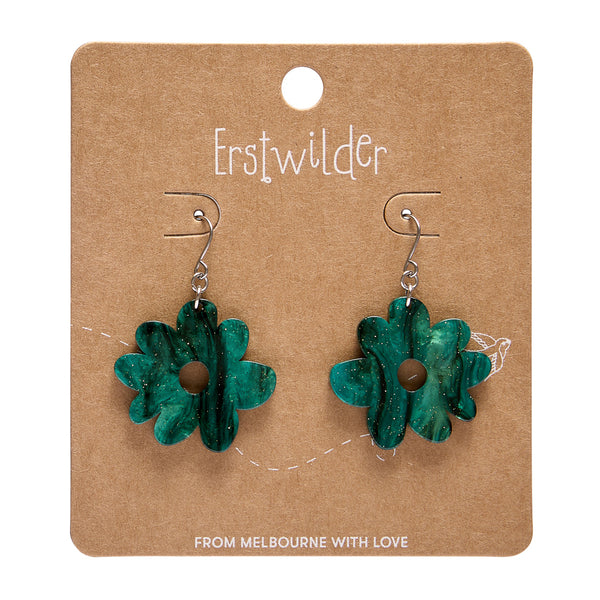 Essentials Flower Dangle Earrings - Green