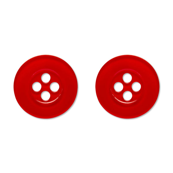 pair of button-shaped post earrings in shiny red 100% Acrylic resin