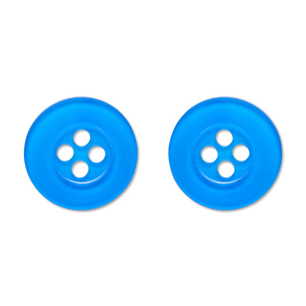 pair of button-shaped post earrings in shiny blue 100% Acrylic resin