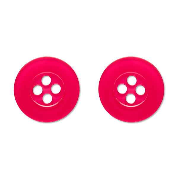 pair of button-shaped post earrings in shiny pink 100% Acrylic resin