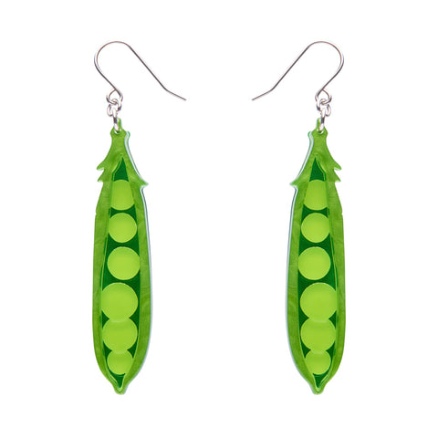 pair of green peapod layered acrylic resin dangle earrings 