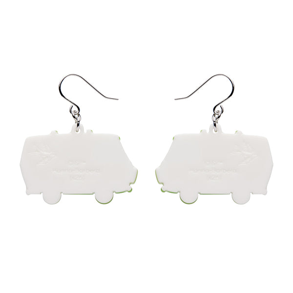 White van-shaped earrings on a white background