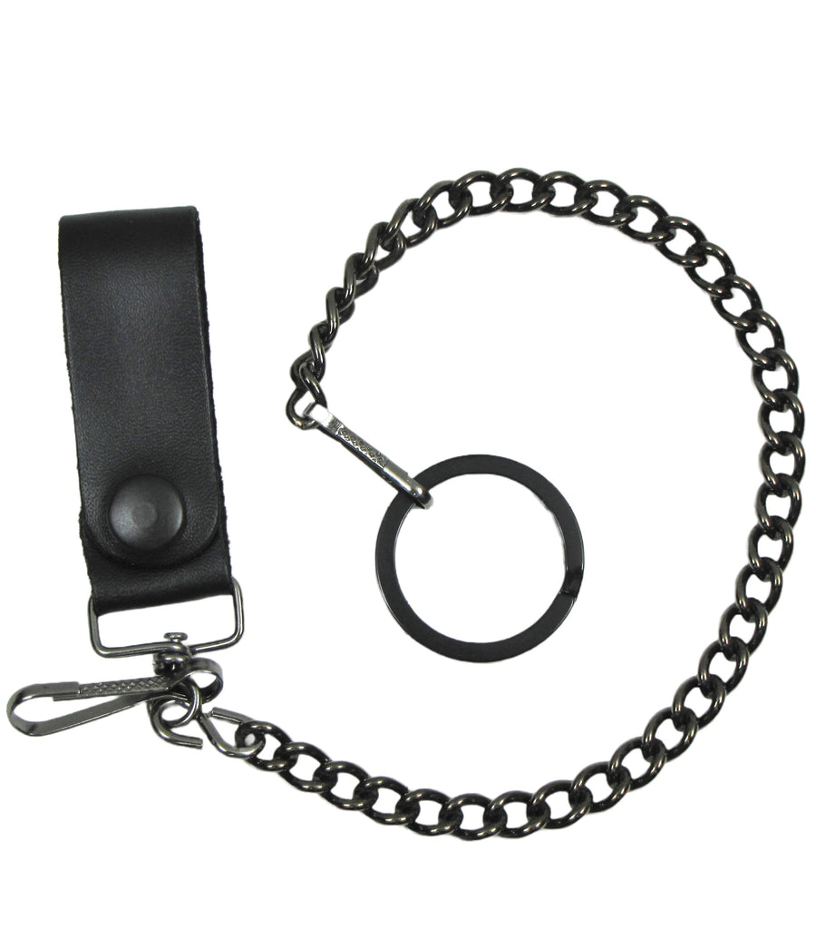12” gunmetal wallet chain with leather key fob